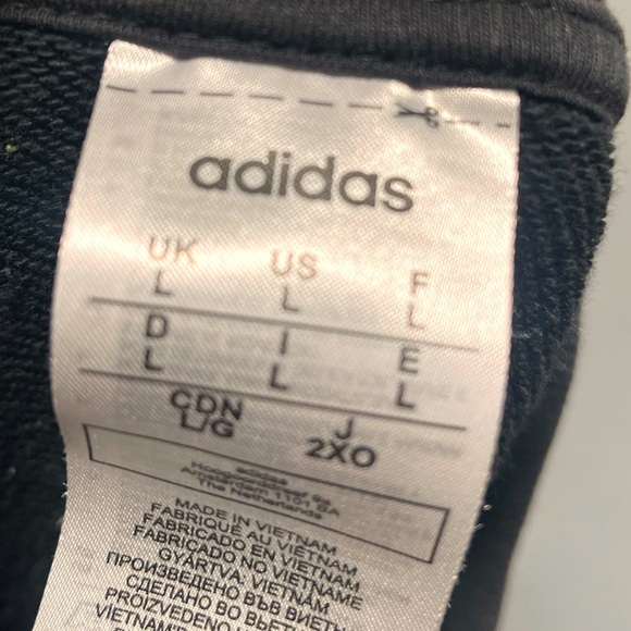 Adidas Crewneck Sweatshirt Black White Sweater Long Sleeve Cozy Logo - Picture 4 of 5